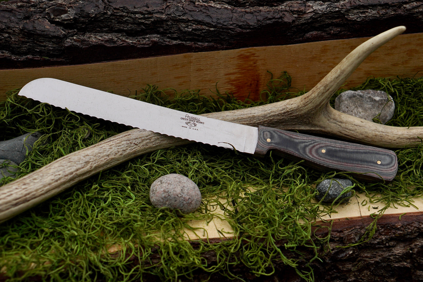 Custom Russel Green River Bread Knife