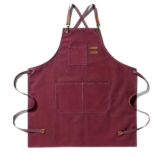 Thickened Canvas Denim Apron- Maroon