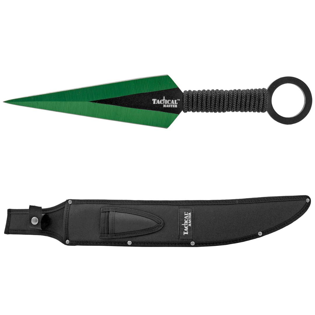 25" Full Tang Stainless Steel Fantasy Cosplay Sword and Throwing Knife Set with Sheath - Fantasy Green