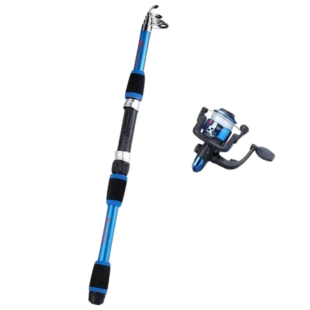 Telescoping Fishing Rod, Reel And Lures Set With Carrying Case- Blue