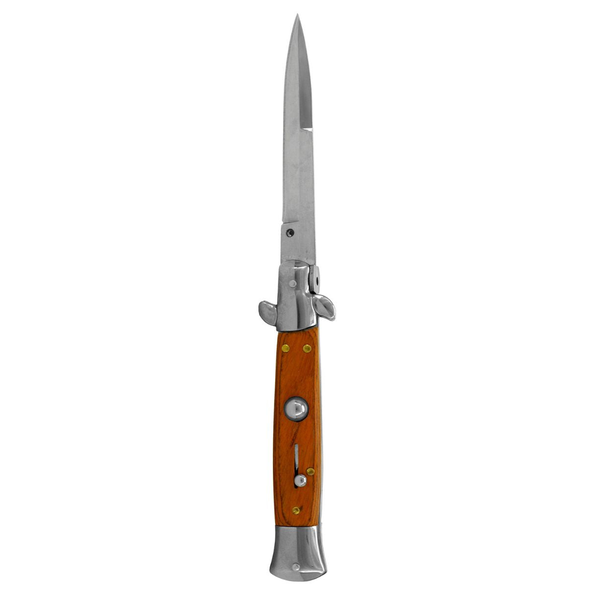 5" Stainless Steel Automatic Switchblade Folding Pocket Knife - Wooden