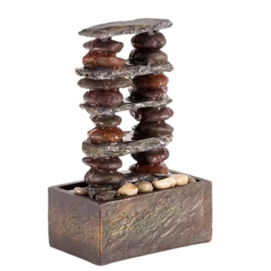 12 in. Tall Indoor/Outdoor Eternity Tabletop Stacked Stone Water Fountain