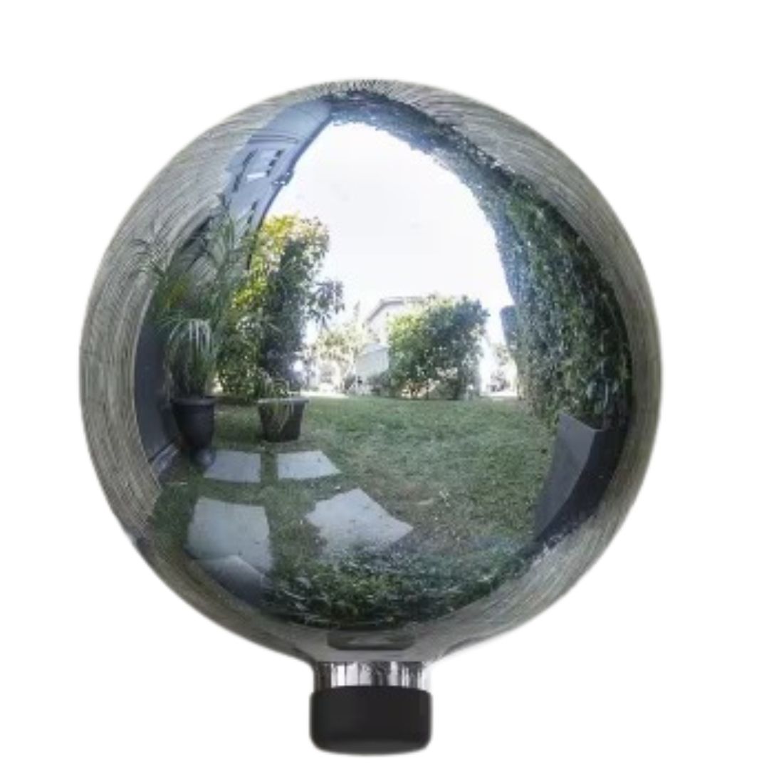 10 in. Dia Indoor/Outdoor Glass Gazing Globe Yard Decoration, Silver