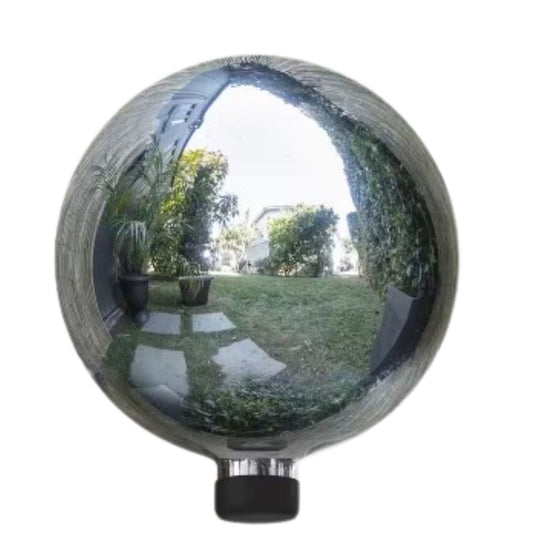 10 in. Dia Indoor/Outdoor Glass Gazing Globe Yard Decoration, Silver