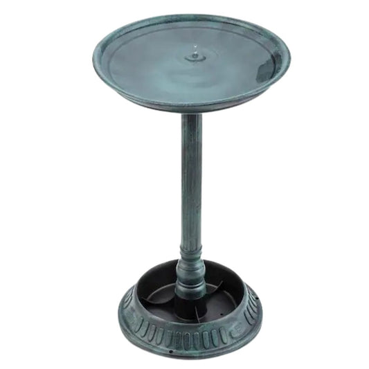 25 in. Tall Outdoor Birdbath with Planter Yard Statue, Green