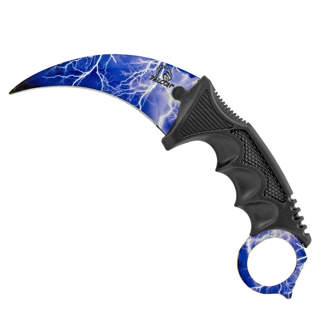 7.5” Karambit Fighting Claw Knife with Carrying Case – Lightning