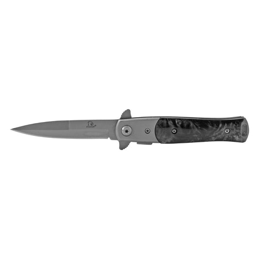 4" EDC Concealed Spear Point Spring Assisted Folding Pocket Knife - Black Marble