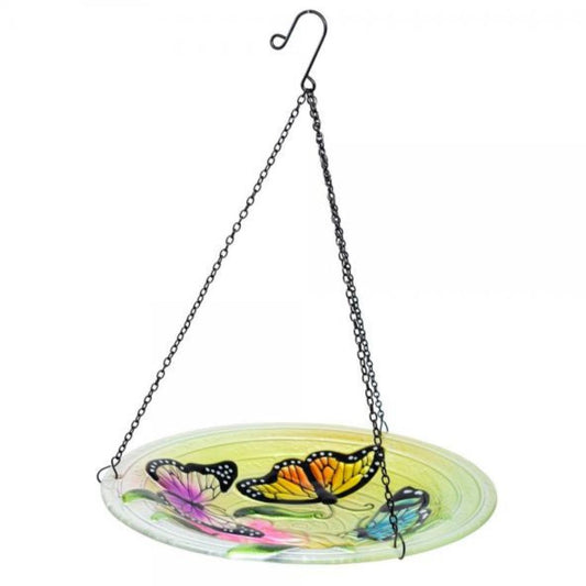 Hanging Glass Butterfly Trio Bird Bath