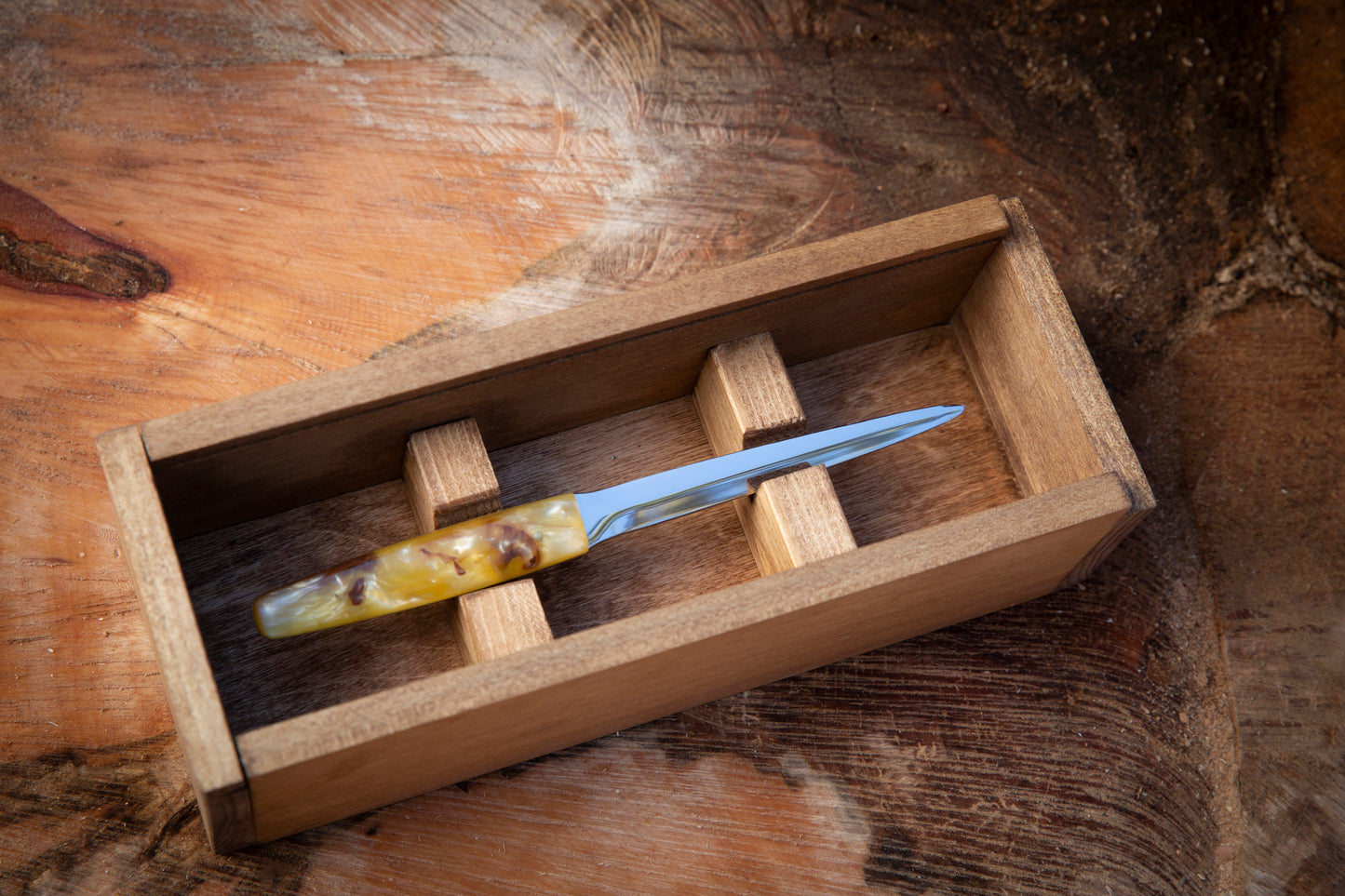 Custom Yellow Epoxy Handle Letter Opener knife