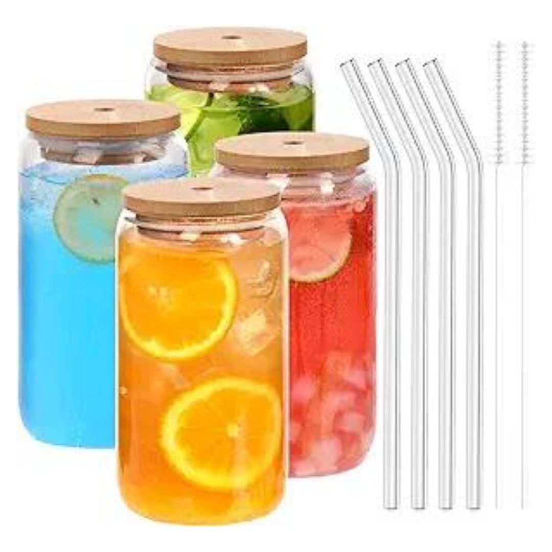 4 Pc. Glass Can Cup