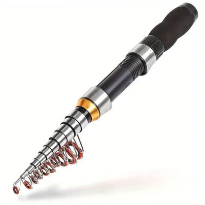 Portable Telescoping Black Short Mini Fishing Rod