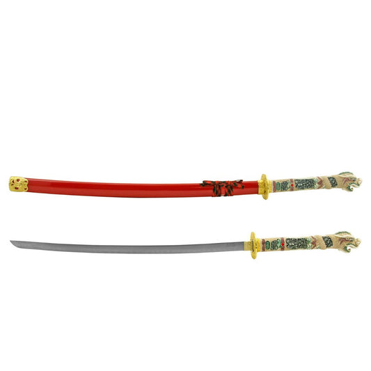 42.5" Ceremonial Award Samurai Katana Sword with Detailed Dragon Art Work Handle - Red