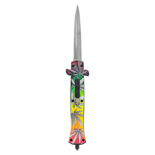 5.25" Stiletto Out the Front Tactical Pocket Knife - Weed