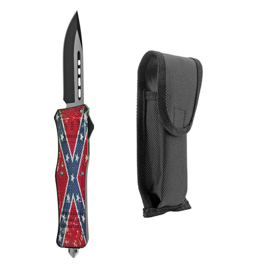5.75" Tactical Out the Front Automatic Folding Pocket Knife - Confederate Flag