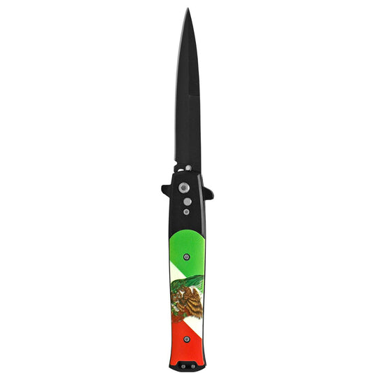 4.88" Push Button Switchblade Folding Pocket Knife - Mexican Flag