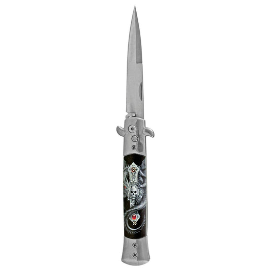 5" Stainless Steel Push Button Switchblade Folding Pocket Knife - Dragon Reaper