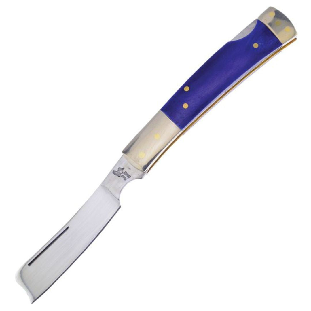 3.88" Frost Cutlery Razor Lock Back Blue Bone