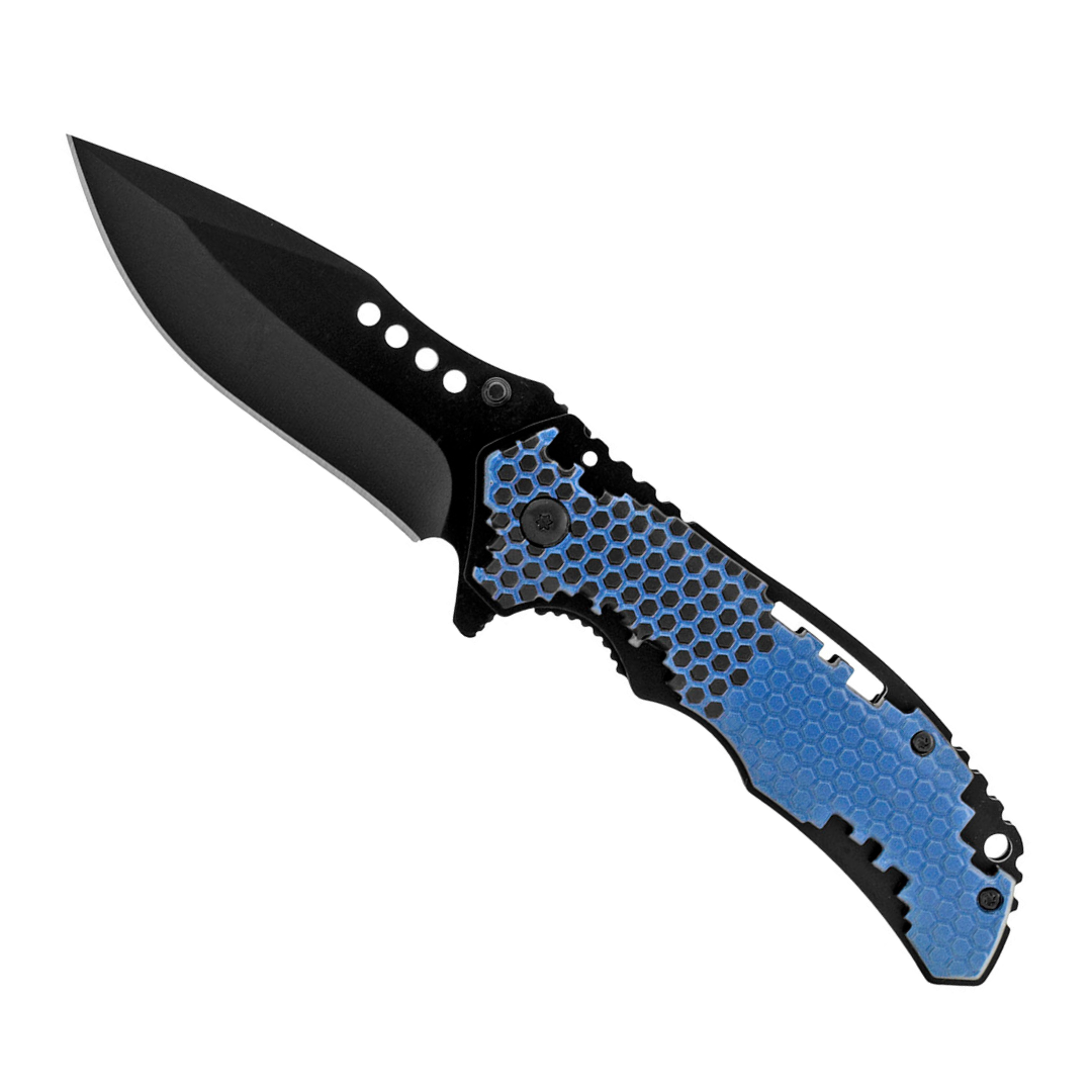 4.5" Hi Tech Grip Folding Pocket Knife – Blue