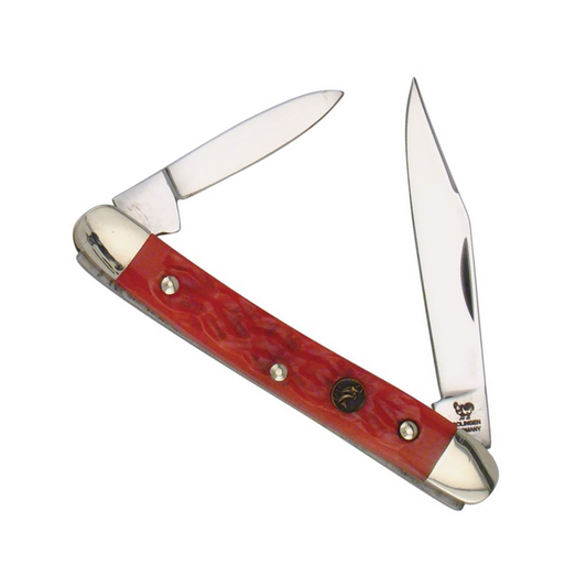 2.75" Hen and Rooster Pen Knife – Smooth Red Bone