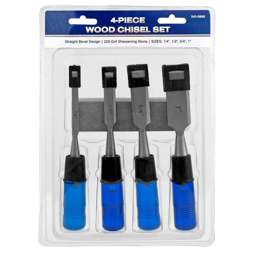 4 Piece Wood Chisel Set With Sharpening Stone