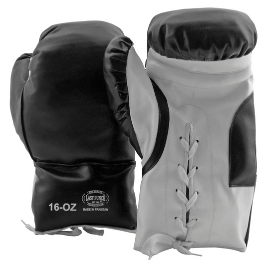 16oz. Traditional Black Boxing Gloves - Last Punch