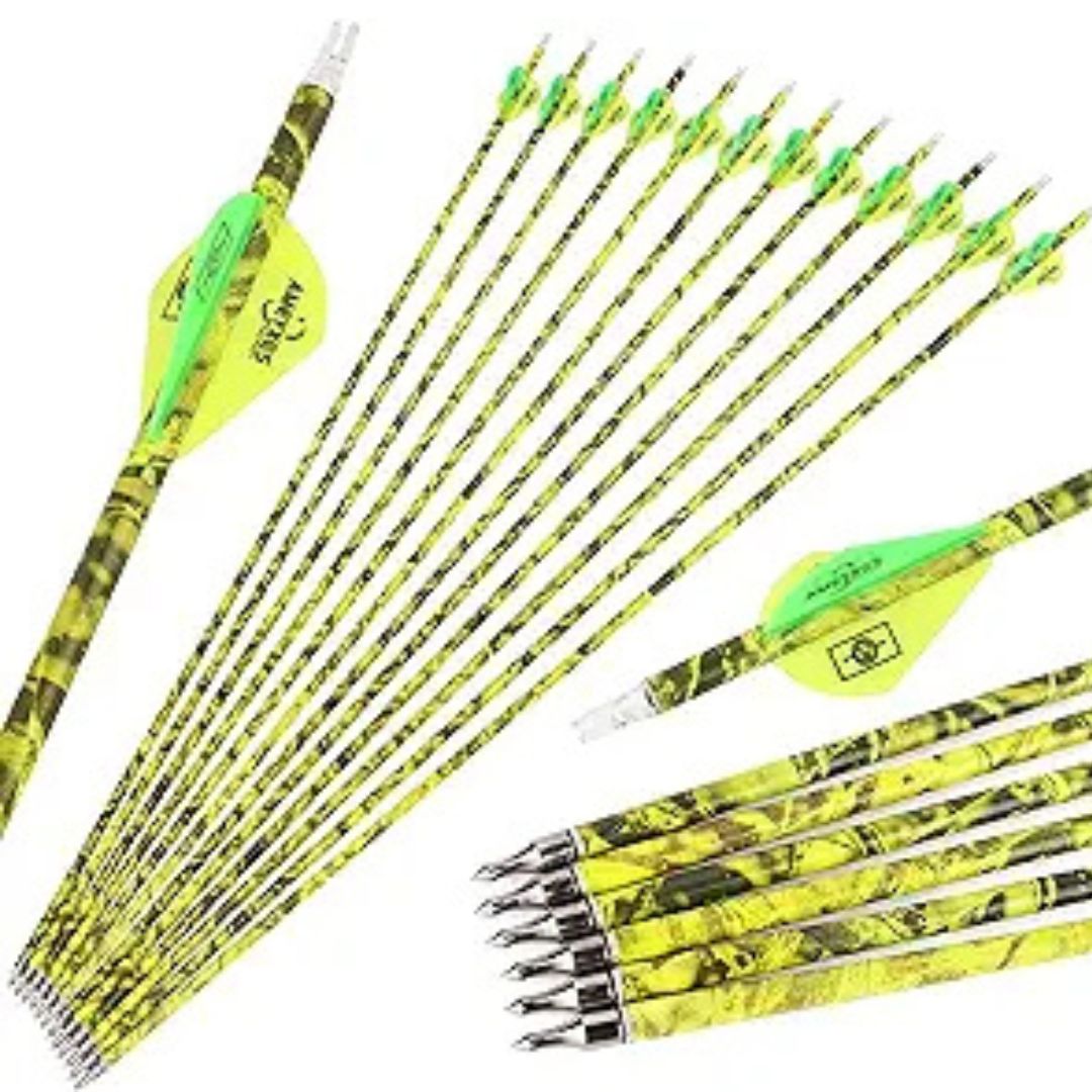 12 Pack Neon Yellow Camo Arrows