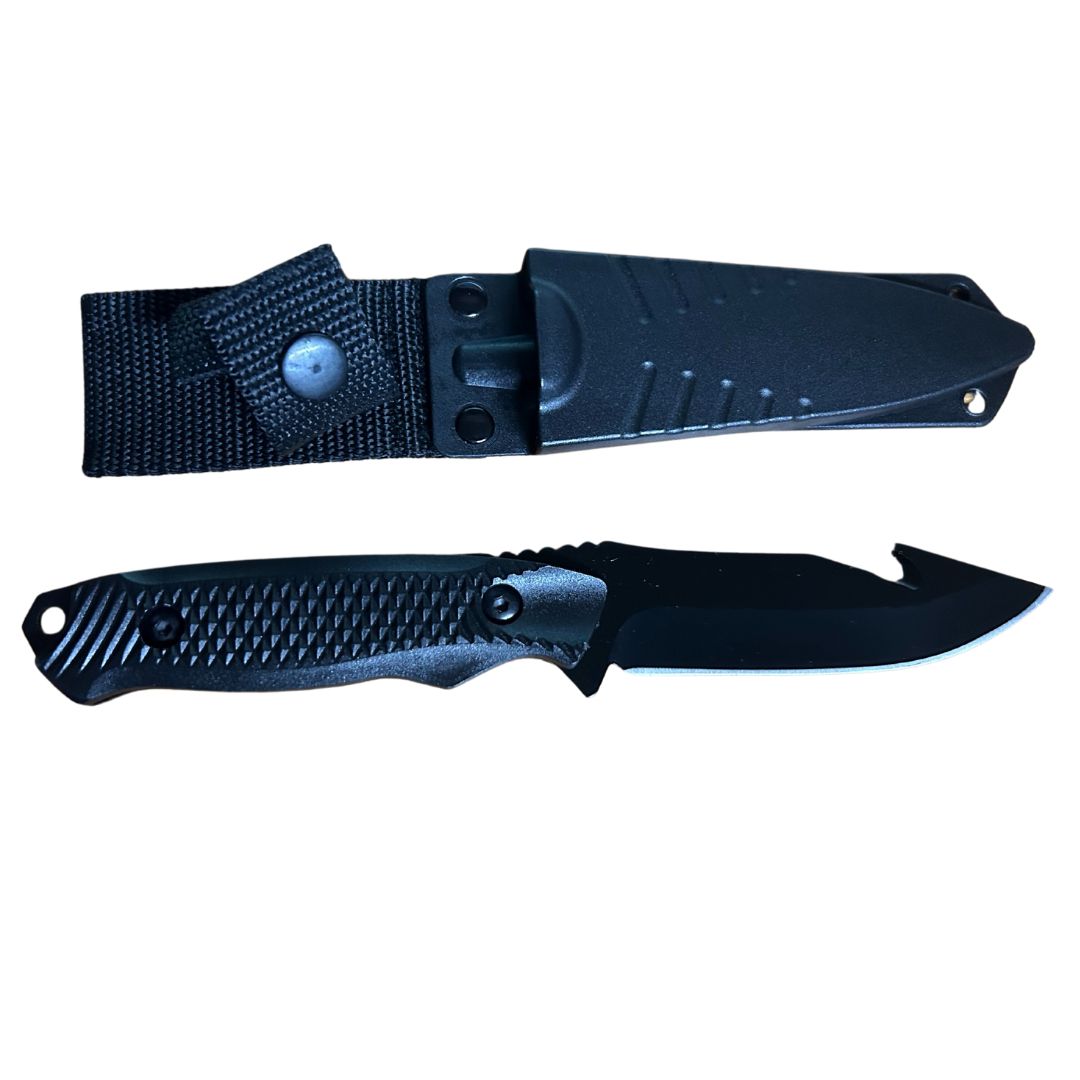 Black Blade Knife With Rope Cutter