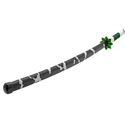 38" Black, White, and Green Stainless Steel Un-Sharpened Practice Samurai Katana Sword - Demon Slayer Anime Series