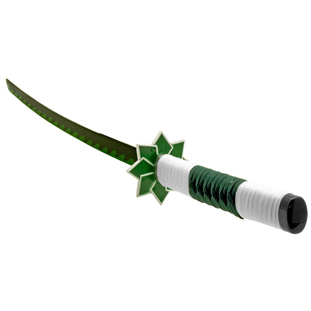 38" Black, White, and Green Stainless Steel Un-Sharpened Practice Samurai Katana Sword - Demon Slayer Anime Series