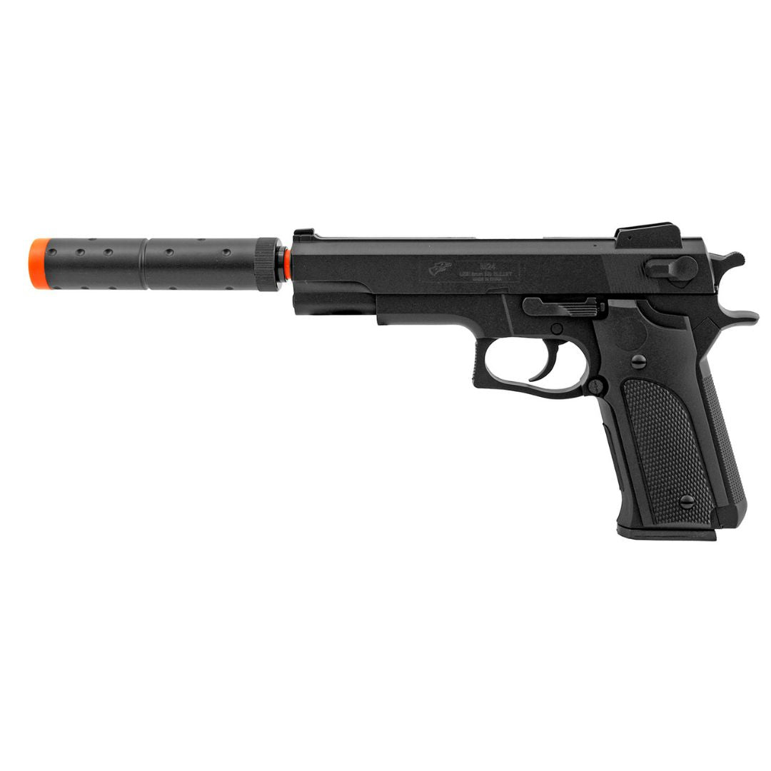 Double Eagle M24 Spring Airsoft Pistol With Threaded Mock Suppressor