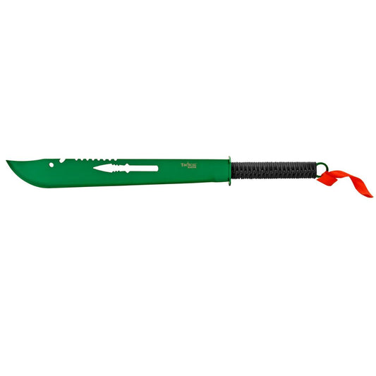 27.5" Ninja Samurai Machete with Throwing Knife - Metallic Forest Green