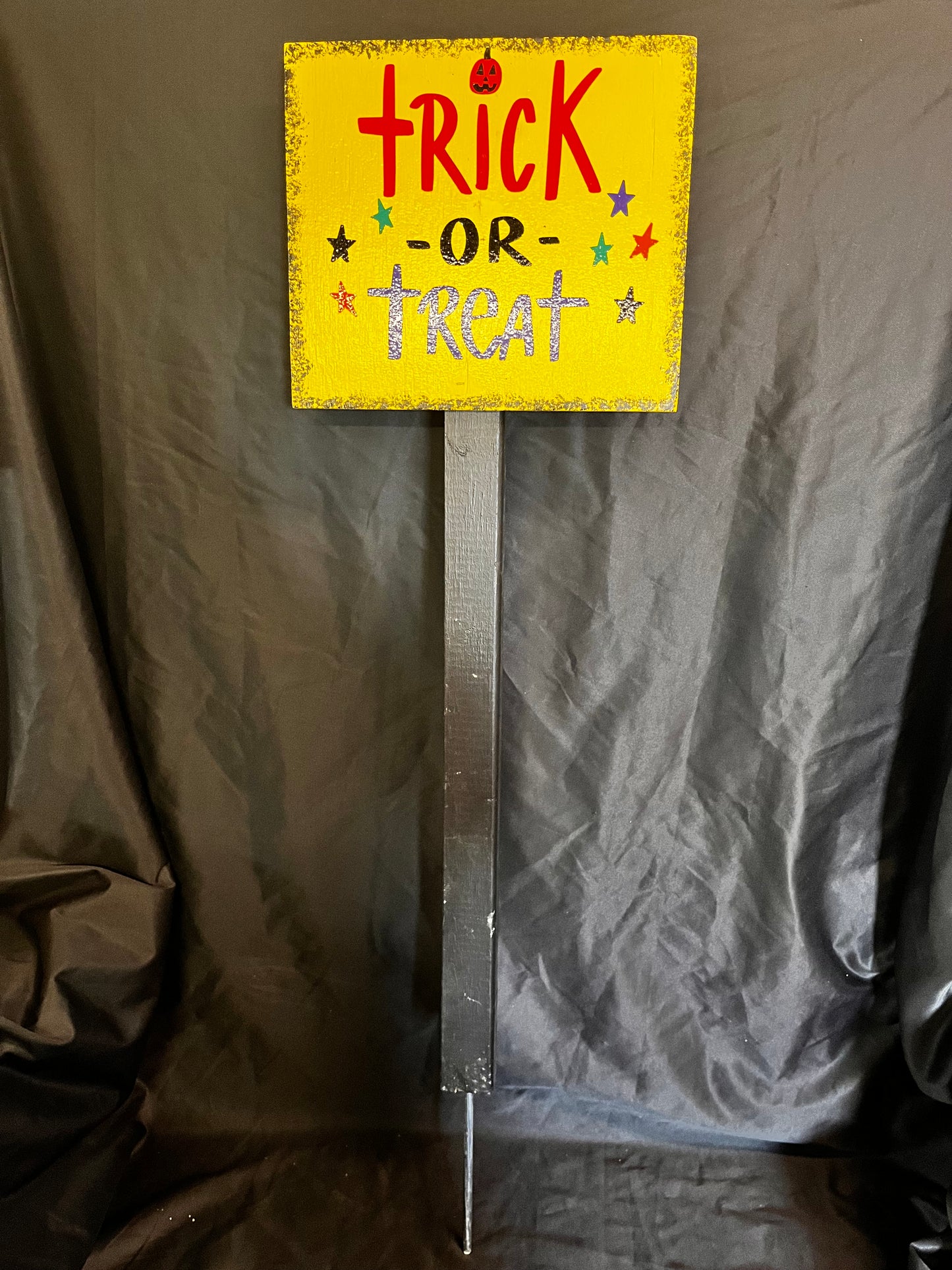 Trick-Or-Treat Square Yellow Sign