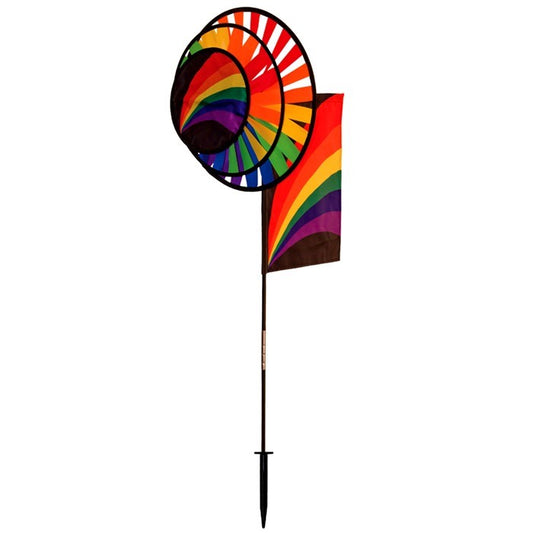 Rainbow Dual Wheel Spinner With Garden Flag